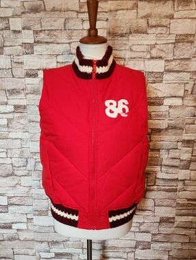 Victoria Secret Red Puffer Vest with 86 Patch